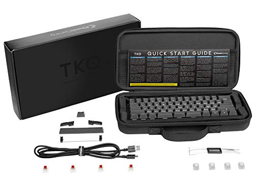 Image of KINESIS Gaming TKO Mechanical Keyboard | Clicky White Switches | 60% Layout | Split Spacebar | Hotswap | PBT Keycaps | Aluminum Body | SF Shock Limited Edition Travel Case