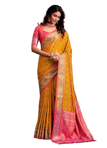 Image of MADHUHANSH Women's Cotton Linen Saree with Unstitched Blouse Piece and Floral Printed Pattern | Women Saree for Special Occasion | Stylish Modern Sarees