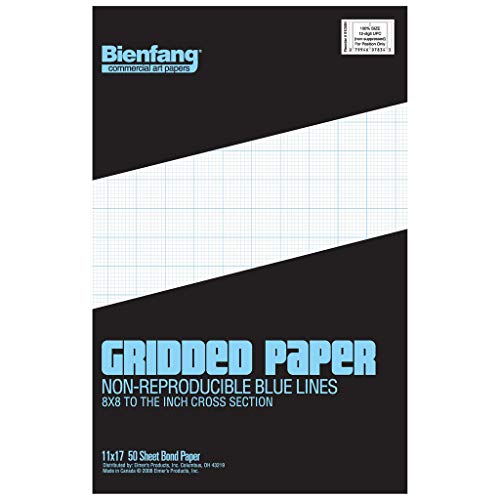 Bienfang Designer Grid Paper Pad, 8x8 Cross Section, 11 x 17 inches, 50 sheets