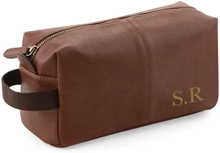 Personalised Wash Bag for Men, Mens Leather Washba… Personalised Wash Bag for Men, Mens Leather Washba…