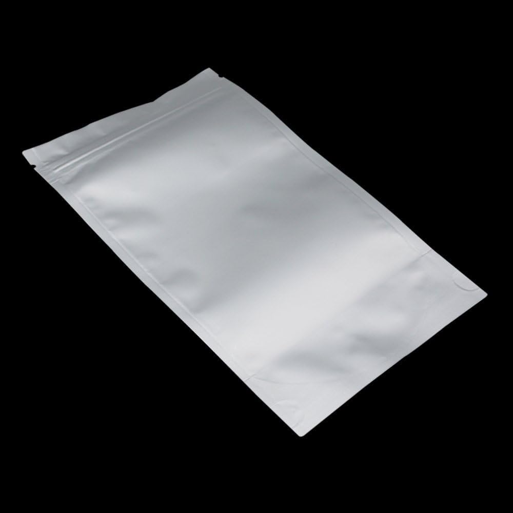 50 bolsas de Papel de Aluminio Puro de Plata para Almacenamiento de Alimentos con Cremallera, sellado Térmico Embalaje a Prueba de Olores 12x20cm (4.7 x 7.8 pulgadas)