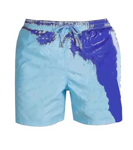 Nemopter Hombre Pantalones Cortos de Baño de Color Cambiante,Temperatura Cambiantes de Color Divertido para Hombres Trajes de Baño Hombres Pantalones Cortos de Playa para Verano, Azul Cambio Azul