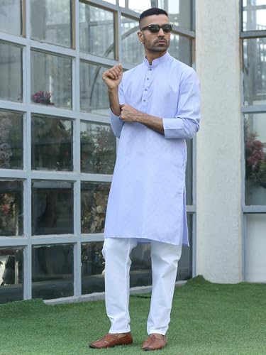 Image of KRAFT INDIA Men's Cotton Kurta Pyjama Set | Woven Design Traditional Ethnic Wear | Festive, Wedding & Casual Outfit | Comfortable & Breathable Fabric