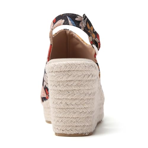 Image of Tilocow Espadrilles Wedges for Women Open Toe Ankle Strap Platform Dressy Casual Sandals Travel Slides