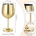 Bruislard 2 Pack 18 oz Unbreakable Gold Wine Glasses, Elegant Portable Stemmed Metal Wine Glass Stainless Steel Wine Glasses for Outdoor, Travel, Camping and Pool, Gift for Wine Lovers