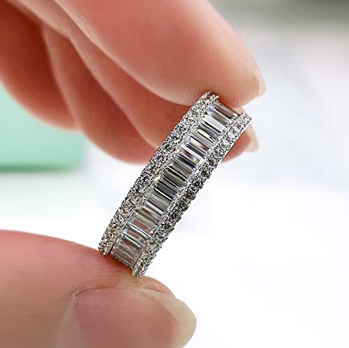 925 Sterling Silver Plated Cubic Zirconia Wedding Band Ring CZ Stackable Ring for Women3