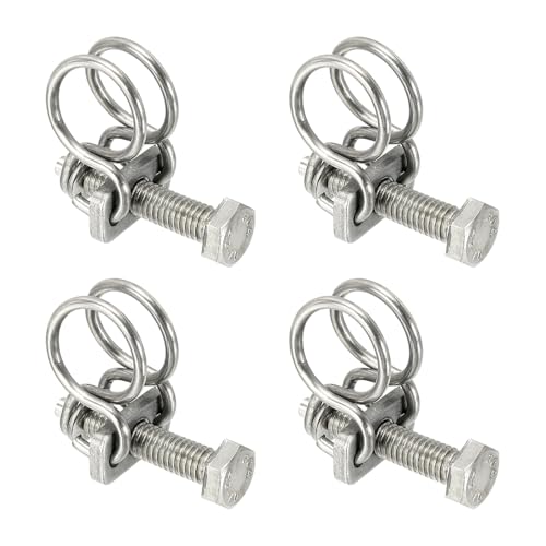 Image of sourcing map 4Pcs Double Wire Hose Clips 11-14mm Adjustable with M6 Screw