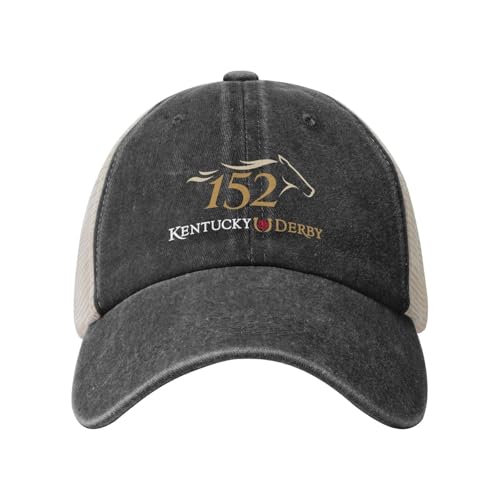 Kentucky 2026 Derby Cowboy Mesh Baseball Hats Vintage Wash Hat Casual Adjustable Outdoor Cowboy Hat Unisex Black