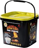 Qwick Wick Iniciadores de fuego - Paquete de 65 con cubo de almacenamiento - Ideal para chimenea, fogatas de campamento