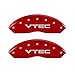 MGP Caliper Covers 39016SVTCRD Red Powder Coat Finish Front and Rear Caliper Cover, Set of 4 (Vtech Silver Characters, Engraved)
