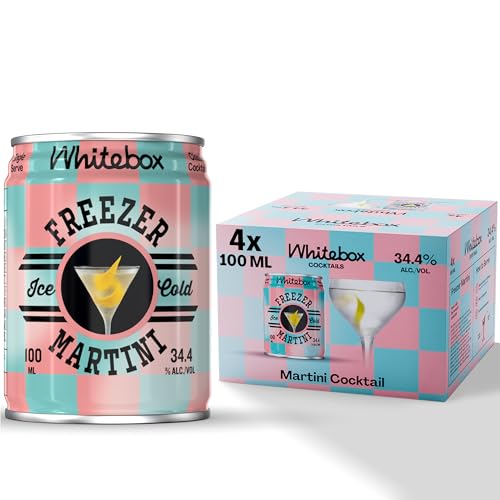 WHITEBOX COCKTAILS Single Serve Classic Freezer Martini Case Of 4 Cocktail Cans | Classic Full Strength Gin Martini | Pre-mixed Cocktails Ready To Drink 4x100ml