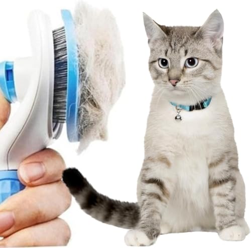 Escova Removedora de Pelos Pet Automática – Rasqueadeira Mágica para Cães e Gatos com Cabo Antidesli