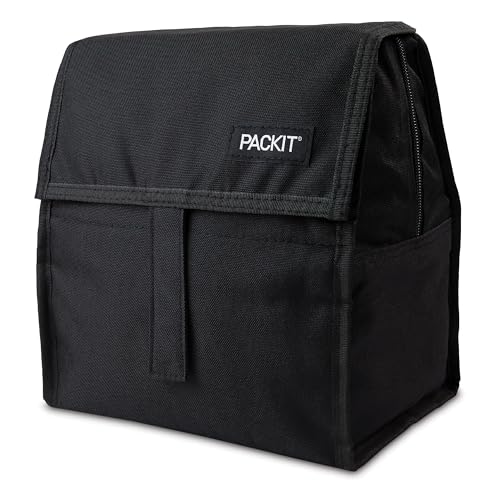 image for PackIt Freezable Lunch Bag, Black, Built with EcoFreeze Technology, Fo