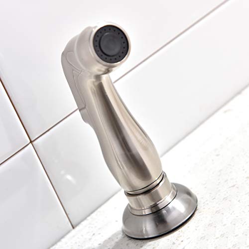 SHACO Modern Two Handle High Arc Brushed Nickel Kitchen Faucet, Stainless Steel 360 Swivel Kitchen Faucet with Side Sprayer