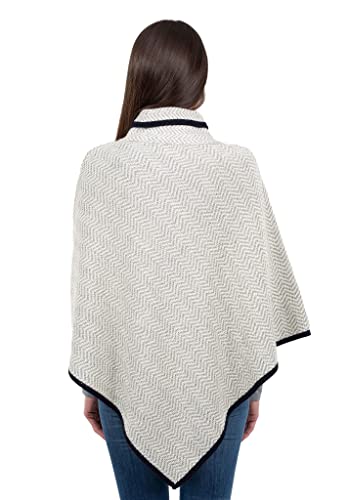 Image of SAOL Ladies Herringbone Poncho Sweater Soft Wool Blend