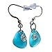 Light Blue Sea Glass Earrings Small 0.5 Inches Nautical Ocean Coast Hawaiian Foam Beach Handmade Mermaid Tears Jewelry for Women and Girls Gift Under 20 Dollars