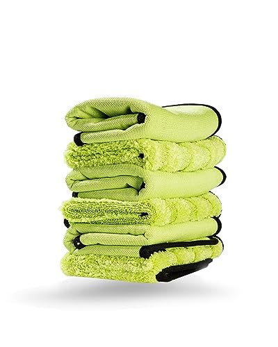 Adam's Polishes Microfiber Glass Cleaning Towel - Two Sided, Streak Free Glass Cleaning Towel - Soft Satin Stitched Edges 540 GSM (6 Pack)