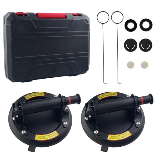 Gsakskdsap 2 Pcs Saugnapf, Extra Starke Saugnäpfe, Plattenheber, Saugheber Fliesen, Glassauger, Vakuumheber 400 KG Tragfähiger mit Ergonomischen Rutschfesten, Fliesenheber mit Tragbarer Werkzeugkasten Gsakskdsap 2 Pcs Saugnapf, Extra Starke Saugnäpfe, Plattenheber, Saugheber Fliesen, Glassauger, Vakuumheber 400 KG Tragfähiger mit Ergonomischen Rutschfesten, Fliesenheber mit Tragbarer Werkzeugkasten
