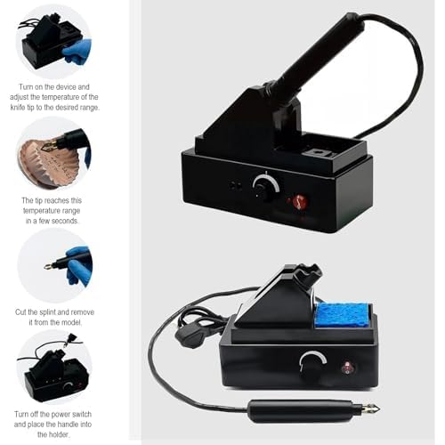 Cortador eléctrico de termoplástico con temperatura ajustable, corte de precisión para férulas dentales y fabricación de dispositivos médicos