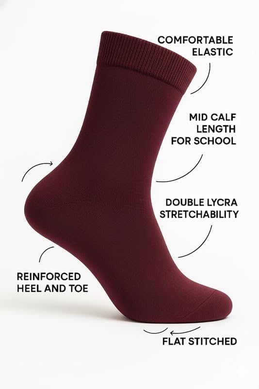 Image of Wens Plain Dark Socks for Girls, Boys, Kids & Men of All Ages (Pack of 3) | Heavy Elastic, Streachable & Comfortable Fit