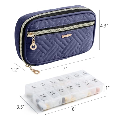 Image of BAGSFY Pill Organizer Case 2 Times a Day- Weekly Medicine Organizer Travel Pill Box with Removable 7 Day Medicine Case Container for Fish Oil, Vitamin, Supplement