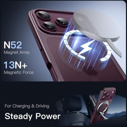 Image of JETech Magnetic Matte Cover Case for iPhone New Pro Max, Dark Cherry