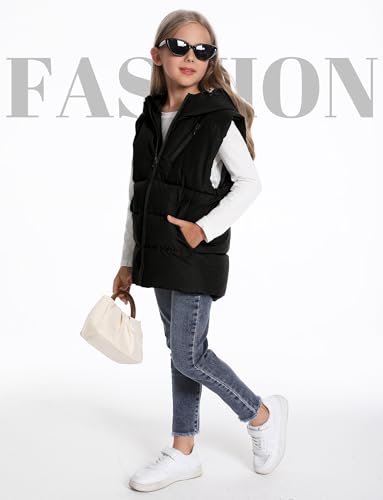 Boys Girls Hooded Puffer Vest Sleeveless Warm Jacket Stand Collar Windproof Coat Soft Quilted Vests 3-11 Years3