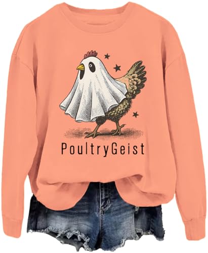 Poultrygeist Shirt Halloween Funny Ghost Chicken Sweatshirt Chicken Ghost Pullover Hoodie