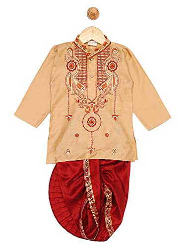 Image of JBN Creation Boys' Cotton Blend Kurta and Dhoti Set