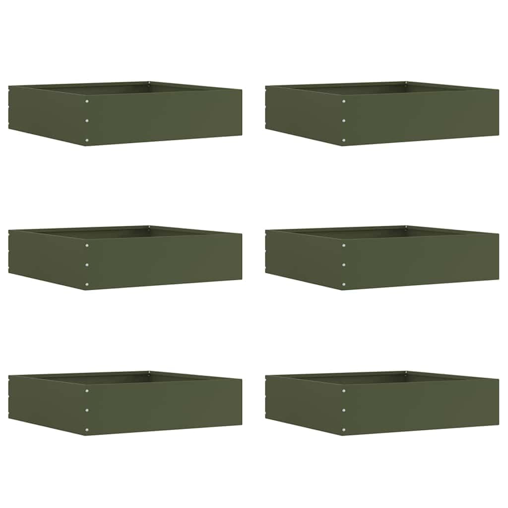 Obramowanie trawnika, 6 sztuk, oliwkowo-zielona, stal, 50 x 50 x 13 cm, obramowanie rabatek i obrzeże ogrodowe na taras, ścieżkę, obramowanie rabatek, elastyczne obramowanie i obramowanie na