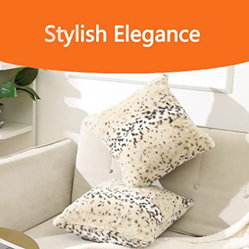 Entua BZ-LEOPARD-18 Faux Fur Snow Leopard Cheetah Skin Soft Plush Safari Wild Animal Fur Print Throw Pillow Cover Case Super Cozy Natural Decorative Cushion Covers thumb #1