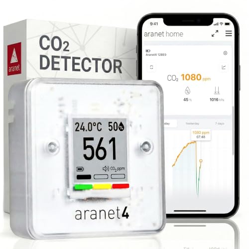 Aranet4 Home Wireless Indoor Air Quality Sensor for Home, Office or School [CO2, Temperature, Humidity and More] Portable