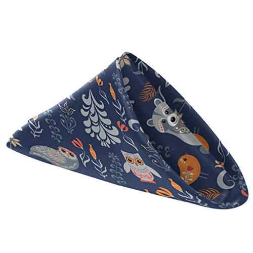 Zzwwr Autumn Forest Animal Birds Vintage Floral Cloth Napkins, Set Of 6 20 X 20 Inch Soft & Comfortable Polyester Dinner Napkin For Family, Restaurant, Weddings, Parties #TOP1