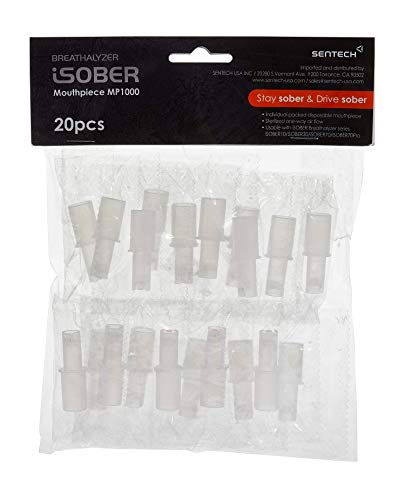 iSOBER Mouthpiece MP1000 | 20 Disposable Replacement Tips | Compatible with iSOBER 10 30 70 | One-Way Airflow | FSA/HSA Eligible