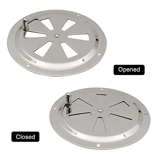 Shiwaki 5 Inch Diameter Round Air Vent Grille Cover Louver Ventilation Cover in Premium Stainless steel Can be opened and closed for Vehicle and boat accessories - Image 2