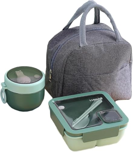 Riazdiw 1層PPランチボックス、箸とスプーン付き、大容量、電子レンジと食器洗い機対応、漏れ防止スープ、冷凍庫対応、軽量、持ち運び可能、男の子、女の子、学生、仕事/学校に適しています。 (ブラック,スクエアセット)