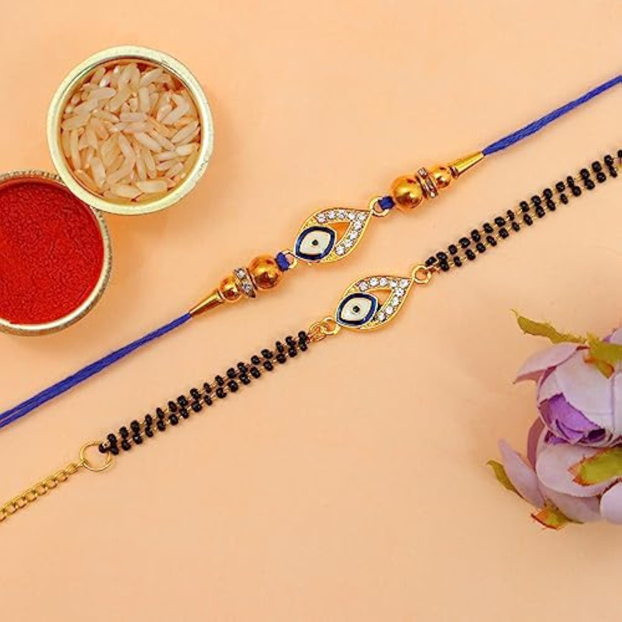Boy's Premium Floral Rakhi Combo Set with Thali