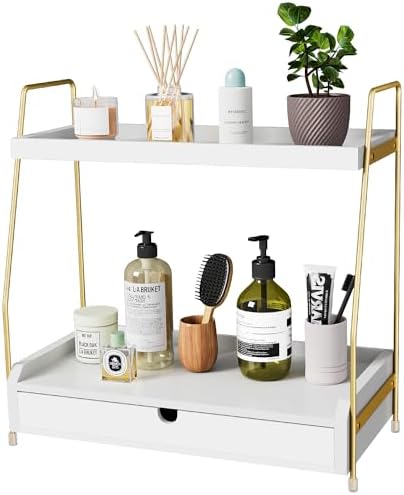 Amazon.com: Forbena White 2 Tier Bathroom Organizer Countertop, Counter ...