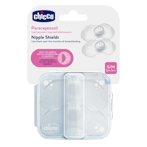Chicco Paracapezzoli in Silicone, Copricapezzoli Allattamento, Proteggono il Capezzolo, Tettarella Anatomica, Contatto Naturale Pelle a Pelle, Alette Sagomate in Morbido Silicone, Taglia S/M, Bianco