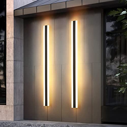 imperméables LED Terrasse Extérieur Appliques Murales Moderne Applique Extérieure Longue Acrylique Lamp Murale En Aluminium 3000K Pour Salon Escaliers Jardin Villa Éclairage Extérieur (noir,40CM) Cover