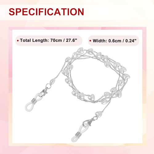 Image of uxcell Beads Eyeglass Chain, Pearl Glasses Strap Eyewear Retainer Chain Around Neck Sunglass Holder for Girls Women