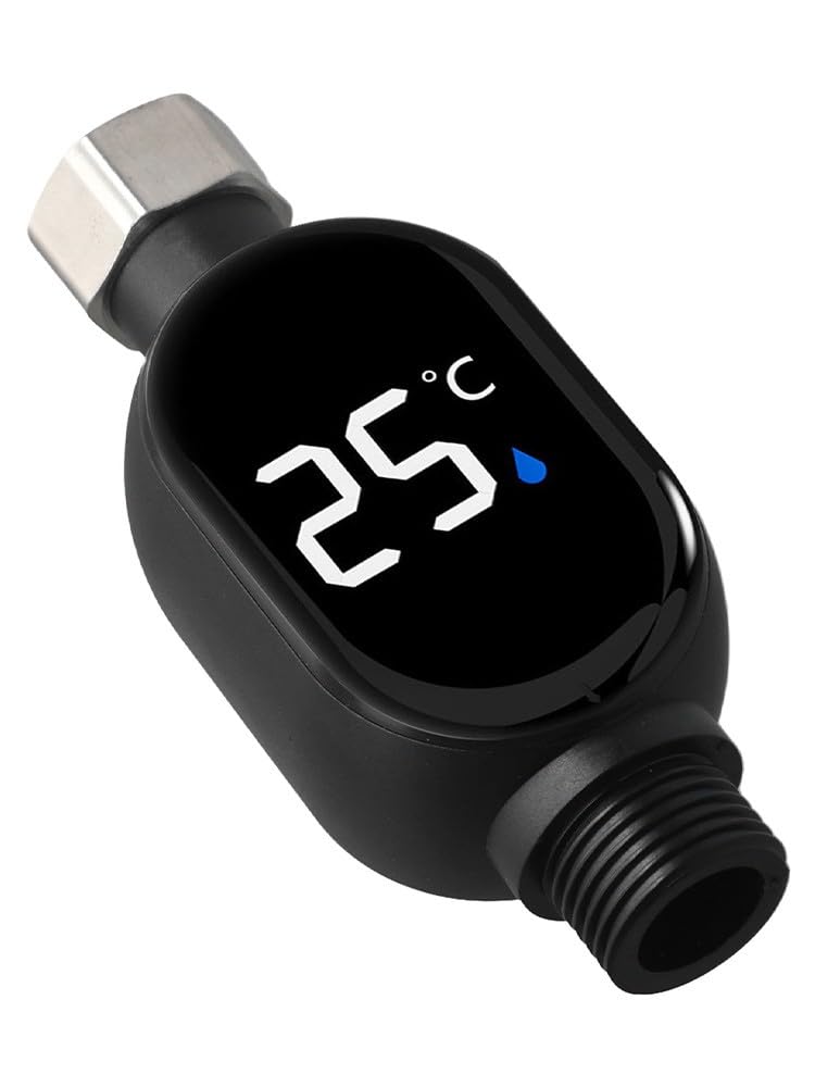 ZYWUOY Thermomètre de douche numérique, affichage de la température LED avec code couleur sécurité pour bain de bébé, adaptateur de robinet en acier inoxydable 304