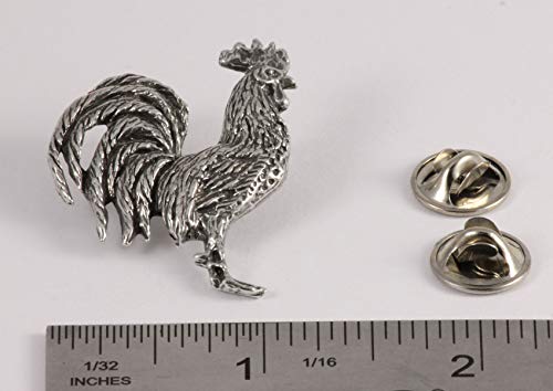 Rooster Pin, Pewter, 1.5 Inches, 100% Handmade in the USA, Cock, Chicken, Farm, Bird, Realistic, Metal, Lapel, Hat, Brooch, Gift, Jewlery, Over 3100 Unique Designs2