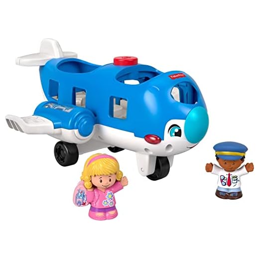 Fisher-Price Little People Musical Toddler Toy Travel Together Airplane with Lights Sounds & 2 Figures for Ages 1+ Years, Blue