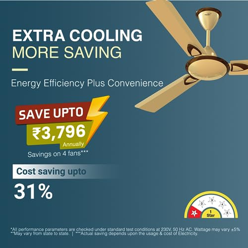 Image of V Guard Gatimaan Plus AS Ultra High Speed Fan Ceiling Fan For Home | 400 RPM | 100% Copper Motor | 1.2M (Imperial Gold)