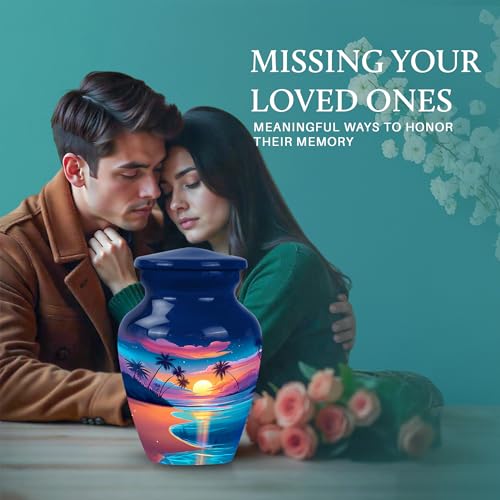 Image of Beach Urn - Cremation Urn for Mom & Dad - 3 Inch - Pack of 4 - Decorative Urns for Human Ash - Urns for Ashes for Men & Women - Memorial Keepsakes for Human