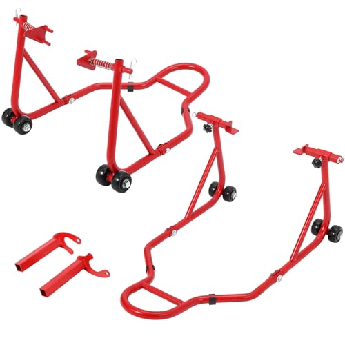 Motorcycle Stand Lift, 850lbs Front Rear Combo Stand Lift Stand, Front Wheel Fork Stand, Rear U+L Fork Swingarm Spool Stand, Universal Motorcycle Paddock Stand Wheel Lift Stand