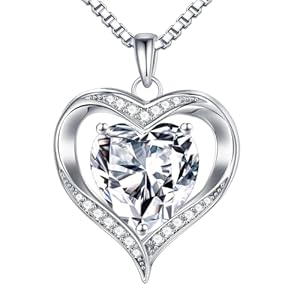 MOOSEA Mothers Day Gifts for Wife – Moissanite Heart Pendant Necklaces for Women, 1-3ct D Color VVS1 Clarity 925 Sliver Necklace Anniversary Mother Birthday Gifts Moissanite Jewelry
