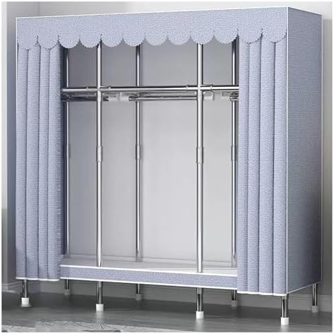 Portable Closets Wardrobe Portable Canvas Wardrobe, Large Clothes Closet Storage Organizer with Hanging Rail, Shelves, Fabric Cover(C,145x45x170cm)