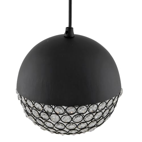 Image of Homesake Crystal Pendant Light - Modern Black Ceiling Lamp, Stylish Home Decor for Living Room, Bedroom, Dining Room, Kitchen, Office, Bar, Restaurant Elegant Lighting Fixture, Contemporary Design